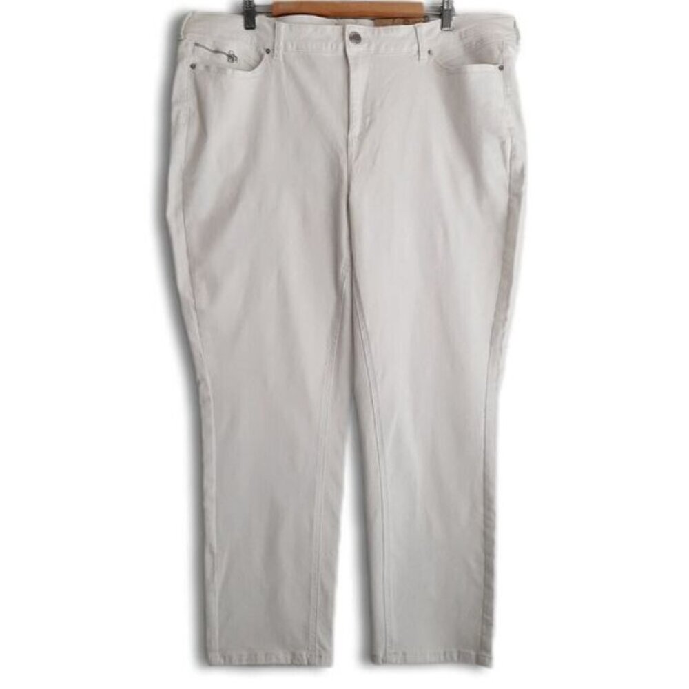 DC by Peningtons Slightly Curvy Slim Leg Jeans White Sz 22 Flawed